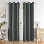 HOMEMONDE Solid Blackout Curtains 7 Feet Set of 2 - Thermal Insulated, Noise Reduced Door Curtain, 71% Room Darkening - Grey (84 Inches, 213.36L x 118W CM)