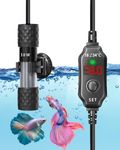 GlowUp 50W Mini Fish Tank Heater, Submersible Aquarium Heater with Suction Cup and LED Digital Display Thermostat, Tropical Fish Turtle Tank Heater for Betta Fish, Saltwater and Freshwater up to 60L