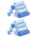 Spasilk Washcloth Wipes Set for Newborn Boys and Girls, Soft Terry Washcloth Set, Pack of 20, Blue