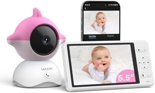WUUK Video Baby Monitor, 5.5'' Baby Monitor with 360 PTZ Color Display with 135° Wider Viewing Angle, Night Vision, 1000ft Long Range, 2K Baby Camera with App, One-Touch Call, Lullabies (Pink)