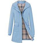 Adiwiid Rain Coat for Women Waterproof with Hood Lightweight Women's Rain Jacket Outdoor Trench Windbreaker Long Raincoats, Light Blue, Medium