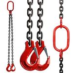 HighFree Chain Sling 5/16 Inch x 5 Feet Double Leg with Grab Hook Sling Chain Lifting 3 Capacity, Grade 80 Mn-Steel