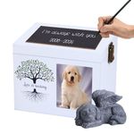 Pet Ashes Box Urns for Dog or Cat Memorial, XLarge Wooden Funeral Cremation Urns with Photo Frame, Memorial Keepsake Memory Box with Black Flannel as Lining, Loss Pet Memorial Remembrance Gift