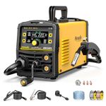 hynade 145A MIG Welder, Gas/Gasless Flux Core MIG Welder/Lift TIG/Stick 3 in 1 MIG Welding Machine, MIG145FX MIG Welder 110/220V Dual Voltage with Synergic Control Digital Screen Display