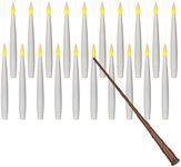 Leejec 20pcs Flameless Taper Floating Candles with Magic Wand Remote, Flickering Warm Light, Battery Operated 6.1" LED Electric Window Candle, Decor for Christmas, Wedding, Halloween, Birthday Party