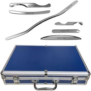 Robulove Muscle Scraper iastm Tool Set (6-Piece) gua sha Stainless Steel Scraping Tool fascial Release Tool deep Soft Tissue Massage Tool Set (Carrying case)