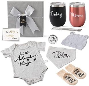 Pregnancy Gifts for New Parents, New Mom Gifts for Women, Gender Reveal Gifts, Baby Gift Basket with Mom and Dad Tumbler Set - Baby Shower