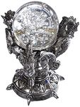 Design Toscano Dragons of Corfu Castle Gothic Decor Statue Globe Figurine, 13 cm, Polyresin and Glass, Silver Chrome