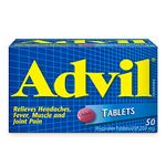 Advil Tablets (50 Count), 200 mg ibuprofen, Temporary Pain Reliever / Fever Reducer