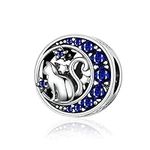 Junyi Jewelry Cat Charm 925 Sterling Silver Animal Charm Lucky Charm Birthday Charm Love Charm for Pandora Charm Bracelet (Cat)