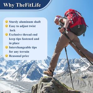 TheFitLife Trekking Poles 2-Pack – Lightweight Adjustable Walking Sticks