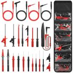 25PCS Multimeter Test Leads Kit, Upgraded Silicone Test Lead with Tool Package, Replaceable Wire Piercing Probes, Alligator Clips, Test Hook Clips, Test Tweezer for Digital Electrical Testing