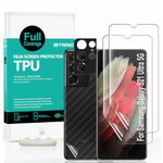 Ibywind 2 Pcs Screen Protector For Samsung Galaxy S21 Ultra(5G),Flexible TPU Film,With 1Pc Camera Lens Protector,1Pc Back Film,Bubble Free,Easy To Install