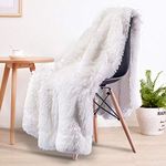 LOCHAS Super Soft Shaggy Faux Fur Throw Blanket, Plush Fuzzy Sherpa Throw Blanket for Couch, Cozy Fluffy White Blankets for Bed Chair Sofa, 30'' x 40''