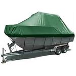 PHASFBJ Boat Boat Covers,600D Heavy-Duty Oxford Marine Grade Protection Deck Boat Covers Adjustable Boat Cover Fits V Shape,Pro-Style,Fishing Boat,Utiltiy Boats, Runabout,Green,20~22FT