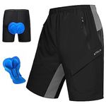 Men's Mountain Bike Shorts 3D Padded Lightweight Bicycle Cycling MTB Bike Shorts-Baggy & Comfy(Black L)