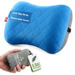 HIKENTURE Camping Pillow with Removable Cover - Ultralight Inflatable Pillow for Hiking,Backpacking, Upgrade Comfortable Ergonomic Air Pillow for Neck Support, Soft Travel Pillow in Car,Beach,Office
