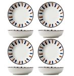 Agabani Dessert Plates Ceramic Plates Set, Dipping Sauce Cups Ceramic Dip Bowls for Serving Chutney, Pickle, Sauce(White & Brown 4)