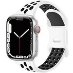 SVISVIPA Sport Bands Compatible for Apple Watch Bands 42mm 44mm 45mm 49mm,Breathable Soft Silicone Sport Women Men Replacement Strap Compatible with iWatch Ultra & SE & Series 8/7/6/5/4/3/2/1,White Black