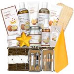 Spa Basket Gift for Women, Shower Bath Kit, Personal Care Gift Set, Coconut & Honey Almond Beauty, Home Bath Pampering Package Large Size Luxury Bath and Body Home Spa Kit, Mother's Day Gifts for Mom