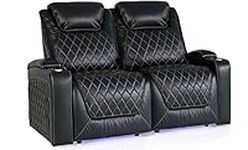 Valencia Oslo XL Home Theater Seating | Premium Top Grain Italian Nappa 11000 Leather, Power Headrest, Power Lumbar Support, Extra Space, 400 lbs Capacity (Row of 2 Loveseat, Black)