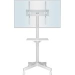 Mobile TV Cart for 23-60 Inch LED LCD Flat Curved Screens TVs, Rolling TV Stand with Locking Wheels Holds Up to 55lbs, Height Adjustable Portable Stand with Media Shelf Tray, Max VESA 400x400mm(White)