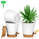 OFFCUP Plant Pots, 3pcs Plastic Plant Pots, 16.5cm Self Watering Plant Pots with Drainage Holes, Saucers and Reservoir, Suitable for Plants Indoor Modern Fashion Decorative Plastic Plant Pots (White)