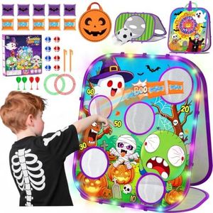 Halloween Bean Bag Toss Game Cornhole Board Outdoor Toys for Kids Age 3-8