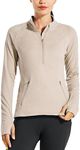 Willit Women's Fleece Running Jacket Pullover Thermal Equestrian Shirt Golf Shirt Long Sleeve Half Zip Exercise Winter Gear Milky Tea M