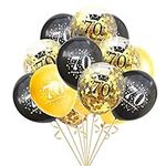 70th Birthday Balloons Gold and Bla