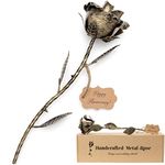 Bronze Anniversary 8 Year Gifts - Metal Rose 8th Anniversary for Her Bronze Gift, Everlasting Rose for 8 Year Wedding Anniversary, Handcrafted Bronze Stained 8 Anniversary for Wife Eternal Artwork