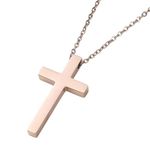 M Men Style Cross Pendant Necklace, Stainless Steel Cross Necklace Solid Cross Pendant Necklace Christian Necklace for Men Rose Gold