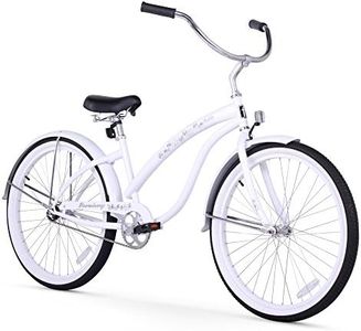 Firmstrong Bella Classic Women's Beach Cruiser Bike, Single Speed Hybrid Bicycle, 26 Inch Wheels, White