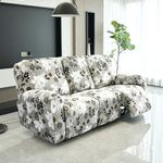 HOKIPO 'Elira Series' 140gsm Stretchable Recliner Sofa Cover 3 Seater, Feather Brown Floral (AR-4942-C1)