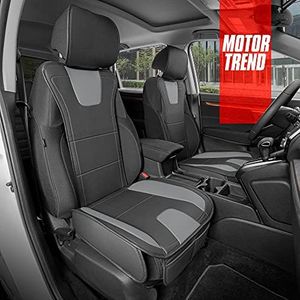 Motor Trend DuraLuxe Faux Gray Leather Car Seat Covers, 2 Piece Set – Premium Car Seat Cushions for Front Seats, Padded Car Seat Protectors with Storage Pocket, Seat Covers for Cars Trucks SUV