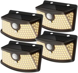 Aootek New Solar Motion Sensor Lights 120 LEDs with Lights Reflector,270° Wide Angle, IP65 Waterproof, Step Lights for Front Door, Yard, Garage, Deck (Front Button 4-Pack)
