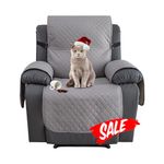 XINEAGE Water Resistant Recliner Cover, Nonslip recliner chair covers for reclining chair with Pockets, Quilted Thick Recliner Slipcovers for Pets and Kids (Recliner, Light Gray)