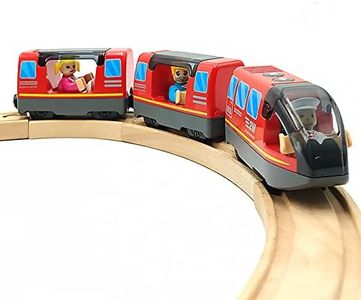 DSHMIXIA Battery Operated Train for Wooden Train Track Set Toys for 3 4 5 Year Old Boys Kids Action Locomotive Train Magnetic Connection (Without Battery) (Red)