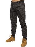 EZ409 Enzo Mens Military Combat Joggers Trousers Camouflage Cargo Camo Work Pants Dark Khaki 32R