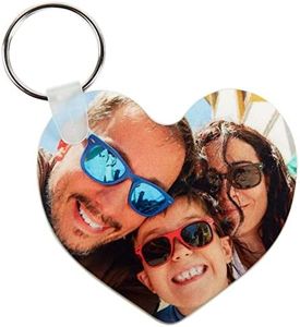 Porte-Clef Coeur en Plastique Brillant avec Photo imprimée sur 2 Faces – Porte clés Coeur personnalisé avec 2 Photos Recto et Verso