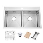 Yutong Workstation Top-Mount/Drop in Stainless Steel Double Bowl Kitchen Sink (31x 20 x 9Double)