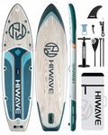 Hiwave Inflatable Stand Up Paddle Board 11’*34”*6” Sup Board, 350lbs Capicity, Pet Friendly Paddle Board for Ocean&Lake, w/3pcs Adjustable Paddle