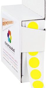ChromaLabel 1/2 Inch Circle Sticker Labels, Easy to Write On Color Coding Labels, Removable Colored Dot Stickers - 1000 Sticky Dots per Dispenser Box, Yellow Labels