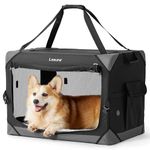 Lesure Dog Travel Crate Medium - Pet Soft Sided Carriers for Dogs Outdoor, Foldable Portable Puppy Crates for Cats, Collapsible Dog Carrier for Car, Black, 61x40x40cm