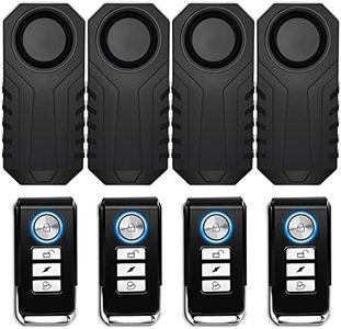 4Set Vibration Sensing Bike Alarm with Remote, 113db Loud Bicycle Alarm System Anti Theft, Wireless Motorcycle Alarm for Electric Bike Tricycle Mobility Scooter Vehicles Ebike for Cycling Security
