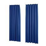 Deconovo Thermal Blackout Curtains with Ruffle Tape 220 x 140 cm (H x W) Royal Blue Set of 2