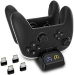 Switch Controller Charger, Fast Charging Dock for Switch 2 Pro Controller, Xbox Series X/S, PS5, and Type-C Gamepads – Dual Charger Station with LED Indicators, and Type-C Adapter
