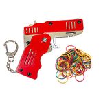 Zhou-long Rubber Band Gun Mini Metal Folding 6-Shot with Keychain and Rubber Band 100