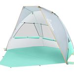 Wolfwise Beach Tent Sun Shelter with Extendable Floor for Privacy, Portable Beach Tents Umbrella with Carrying Bag, UV Beach Shade for 3 Person, 210 x115x125 CM (83 x45x49 IN), Green