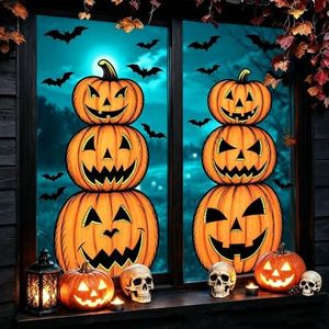 Whaline Halloween Window Clings, Extra Large, Pumpkin Bat, 2 Sheets